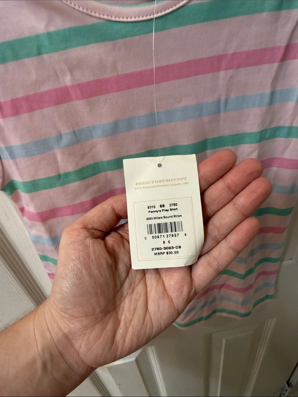 Girls' Pastel Stripe Short Sleeve Tee - Pink, Mint & Light Blue